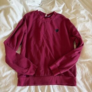 Divided Maroon Sweater with Heart Accent